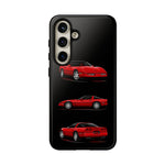 C4 Corvette Art Phone Case Red, Three-View Vector Cover, Gift