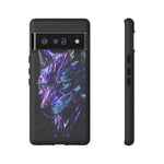 Holographic Wolf Phone Case, Fractured Prism Iridescent Cover