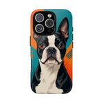 Boston Terrier Pop-Art Portrait Tough Phone Case - Teal Orange