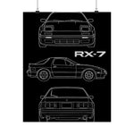 1980s RX-7 FC Poster JDM Rotary Sports Car Blueprint Wall Art Garage Decor