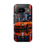 Orange Supra Phone Case, Neon City Night JDM Sports Car Tough Cover