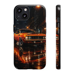 Orange Cuda Phone Case, Rainy City Night Muscle Car Tough Cover