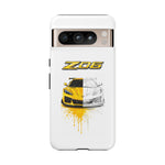Z06 Corvette Phone Case, Yellow Sketch Reveal Chrome Cover