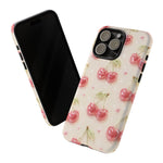 Pink Cherry Pattern Phone Case | Cute Retro Fruit Design