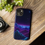 Retro Neon Mountains Phone Case | Vaporwave Galaxy Landscape