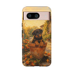 Rottweiler Puppy in Flower Pot Tough Case | Floral Dog Phone Cover