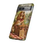 Cocker Spaniel Picnic Scene phone case | vintage dog art