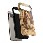 Guilty Basset Hound Phone Case, Muddy Watercolor Art Cover