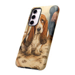 Guilty Basset Hound Phone Case, Muddy Watercolor Art Cover
