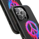 Glitch Peace Sign Phone Case, RGB Melt Digital Art Tough Cover, Gift