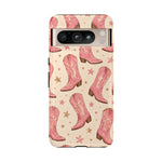 Pink Cowboy Boots phone case | Western pattern | Pastel stars
