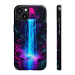 Neon Waterfall Jungle Night Vaporwave Art Tough Phone Case