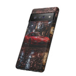 Red FD RX-7 Blossom Alley Tough Phone Case - Rain-Slicked Night