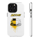 Z06 Corvette Phone Case, Yellow Sketch Reveal Chrome Cover