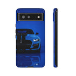 Blue Mustang Art Phone Case, GT500 American Muscle Car Tough Cover for Men