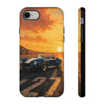Vintage Cobra 427 Roadster phone case | Sunset racecar beach scene