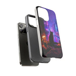 Lo-Fi Cat Neon Rain Window Vaporwave Art Tough Phone Case
