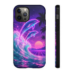 Neon Dolphin Ocean Vaporwave Art Tough Phone Case