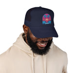 Retro Sunset Palm Paradise Foam Trucker Hat | 80s Vaporwave Beach Cap