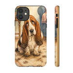 Guilty Basset Hound Phone Case, Muddy Watercolor Art Cover