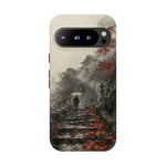 Autumn Temple Steps phone case | Japanese watercolor landscape cover