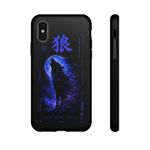 Glitch Wolf Howl Art Tough Phone Case - Blue Violet