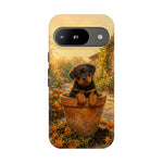 Rottweiler Puppy in Flower Pot Tough Case | Floral Dog Phone Cover