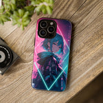 Anime Girl Phone Case Teal, Neon Kanji Calm Gradient Tough Cover