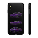 Purple R33 Skyline GTR JDM Sports Car Phone Case Tough Multi View