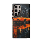 Orange Daytona Phone Case, Rainy City Night Muscle Car Tough Cover