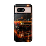 Orange Cuda Phone Case, Rainy City Night Muscle Car Tough Cover