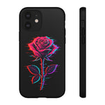 Glitch Rose Neon Phone Case Vaporwave Tough Cover