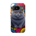 British Shorthair Round Pop Art Tough Phone Case