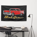 1957 Bel Air Wall Flag Banner 34x56 Garage Man Cave Decor Red Tri-Five 57