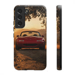 Miata Phone Case, Red JDM Roadster Golden Hour Trail Cover, Gift