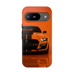 Orange Mustang Art Phone Case, GT500 American Muscle Car Tough Cover for Male