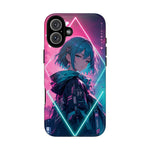 Anime Girl Phone Case Teal, Neon Kanji Calm Gradient Tough Cover