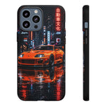 Orange Supra Phone Case, Neon City Night JDM Sports Car Tough Cover