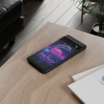 Neon Dolphin Retro Wave Tough Case | Vaporwave Japanese Text, 80s Synth Sunset
