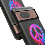 Glitch Peace Sign Phone Case, RGB Melt Digital Art Tough Cover, Gift
