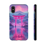 Neon Torii Gate Mountain Vaporwave Art Tough Phone Case