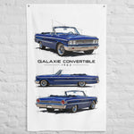 1963 Galaxie Convertible Blue Banner 34x56 Garage Man Cave Wall Decor Gift