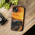 Vintage Cobra 427 Roadster phone case | Sunset racecar beach scene