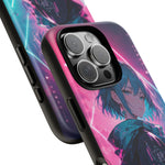 Anime Girl Phone Case Teal, Neon Kanji Calm Gradient Tough Cover
