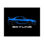 Nissan Skyline GT R R34 Poster Blue JDM Car Wall Art Garage Decor Print
