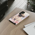 Pug Puppy Phone Case, Pastel Watercolor Heart Collar Cover