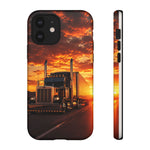 Classic Semi Truck Sunset Highway Phone Case Tough Case