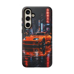 Orange Supra Phone Case, Neon City Night JDM Sports Car Tough Cover