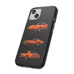 C3 Corvette Art Phone Case Orange, Three-View Vector Cover, Gift