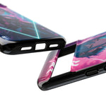 Anime Girl Phone Case Teal, Neon Kanji Calm Gradient Tough Cover
